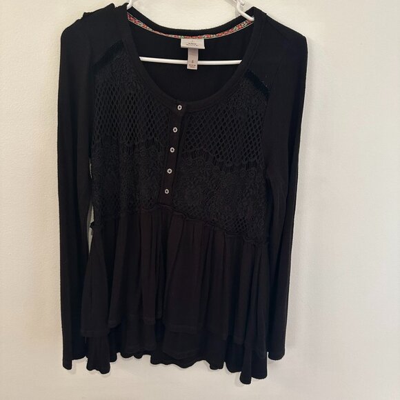 KNOX ROSE BLACK BOHO TOP SIZE SMALL - Picture 1 of 4